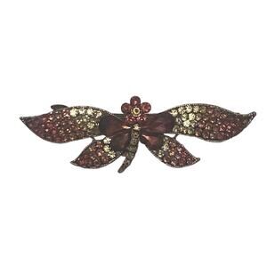 Fashion Dragonfly Barrette Hair Clip Gold Metal Pink White Rhinestones Vintage